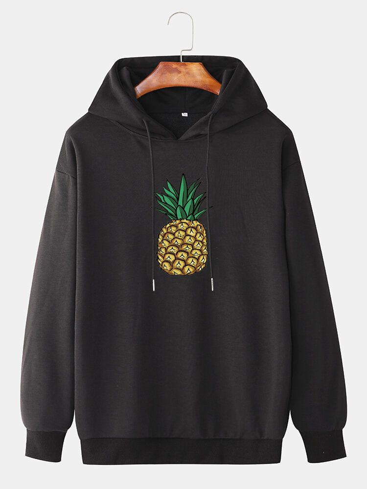 Sudaderas Casuales De Manga Larga Con Estampado Simple De Piña Para Hombre