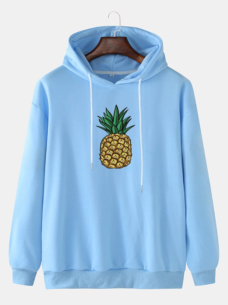 Sudaderas Casuales De Manga Larga Con Estampado Simple De Piña Para Hombre