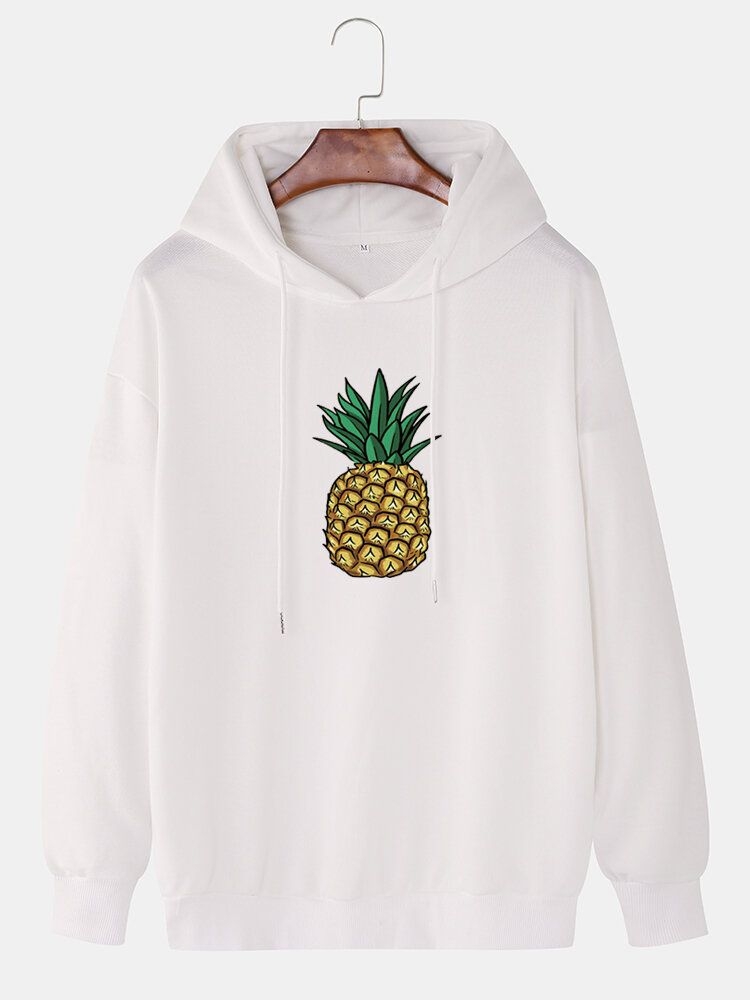 Sudaderas Casuales De Manga Larga Con Estampado Simple De Piña Para Hombre