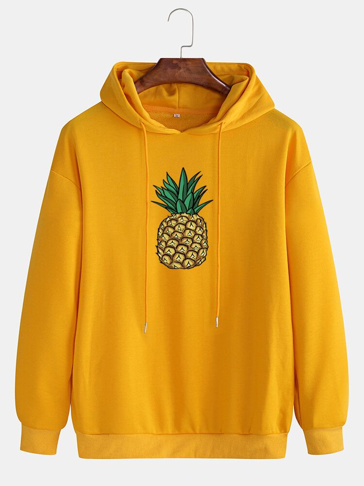 Sudaderas Casuales De Manga Larga Con Estampado Simple De Piña Para Hombre