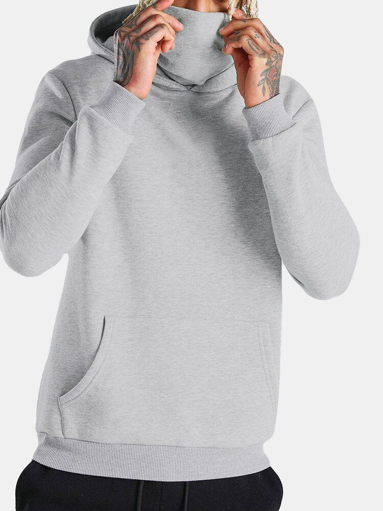 Sudaderas Con Bolsillo De Canguro Simple De Color Sólido Para Hombre Con Redecilla