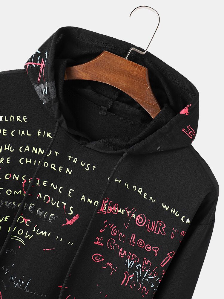 Sudaderas Con Capucha 100% Algodón Con Cordón Y Estampado De Letras Para Hombre