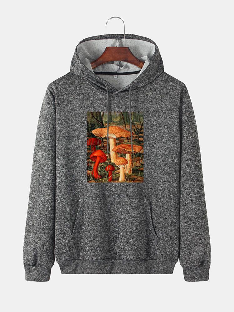 Sudaderas Con Capucha De Algodón Con Cordón De Espíritu Comunitario Con Gráficos De Hongos De Dibujos Animados Para Hombre