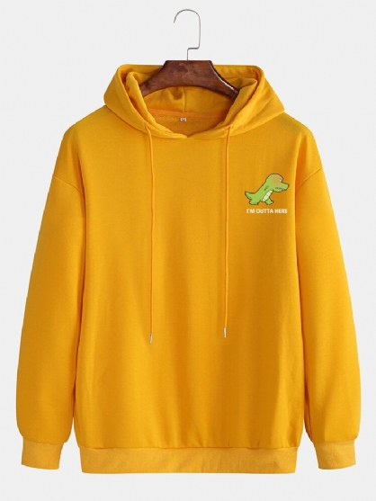 Sudaderas Con Capucha De Algodón Con Estampado De Letras De Dinosaurio De Dibujos Animados Para Hombre