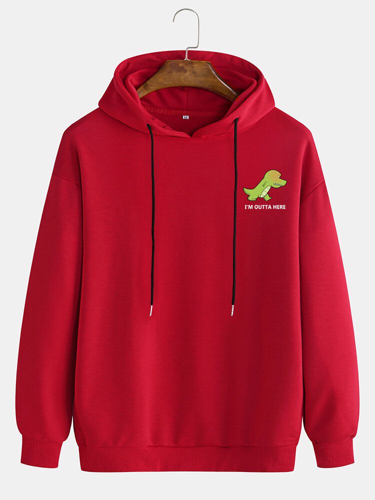 Sudaderas Con Capucha De Algodón Con Estampado De Letras De Dinosaurio De Dibujos Animados Para Hombre