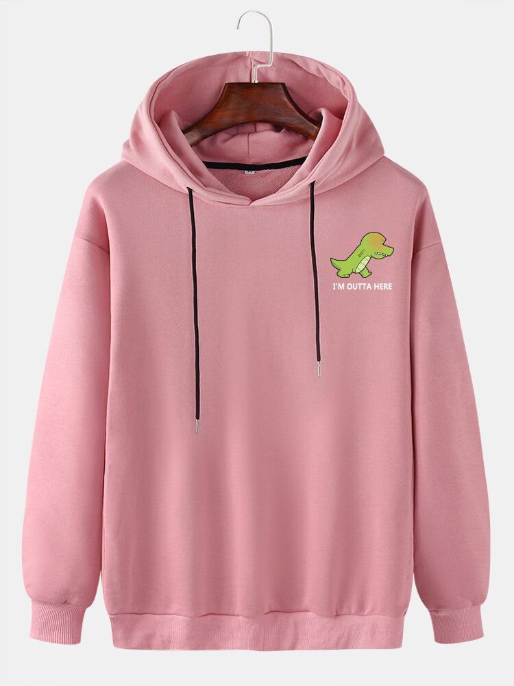 Sudaderas Con Capucha De Algodón Con Estampado De Letras De Dinosaurio De Dibujos Animados Para Hombre