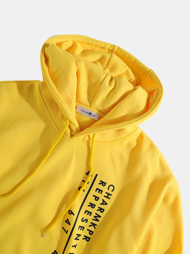 Sudaderas Con Capucha Amarillas De Manga Larga Con Estampado De Letras Para Hombre