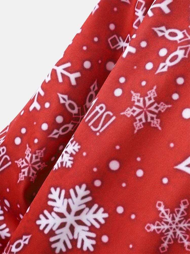 Sudaderas Con Capucha De Bolsillo De Canguro Informal Con Estampado De Copo De Nieve Y Letras Navideñas Para Hombre