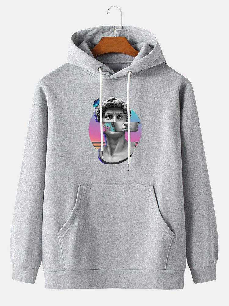 Sudaderas Con Capucha De Bolsillo De Canguro De Manga Larga Con Estampado De Gráficos De Yeso Divertido Para Hombre