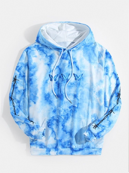 Sudaderas Con Capucha De Bolsillo De Canguro De Manga Larga Con Estampado De Mariposas Azules Para Hombre