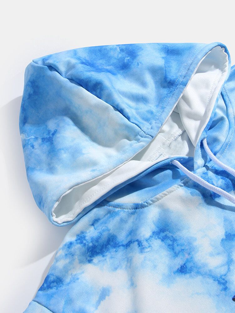 Sudaderas Con Capucha De Bolsillo De Canguro De Manga Larga Con Estampado De Mariposas Azules Para Hombre