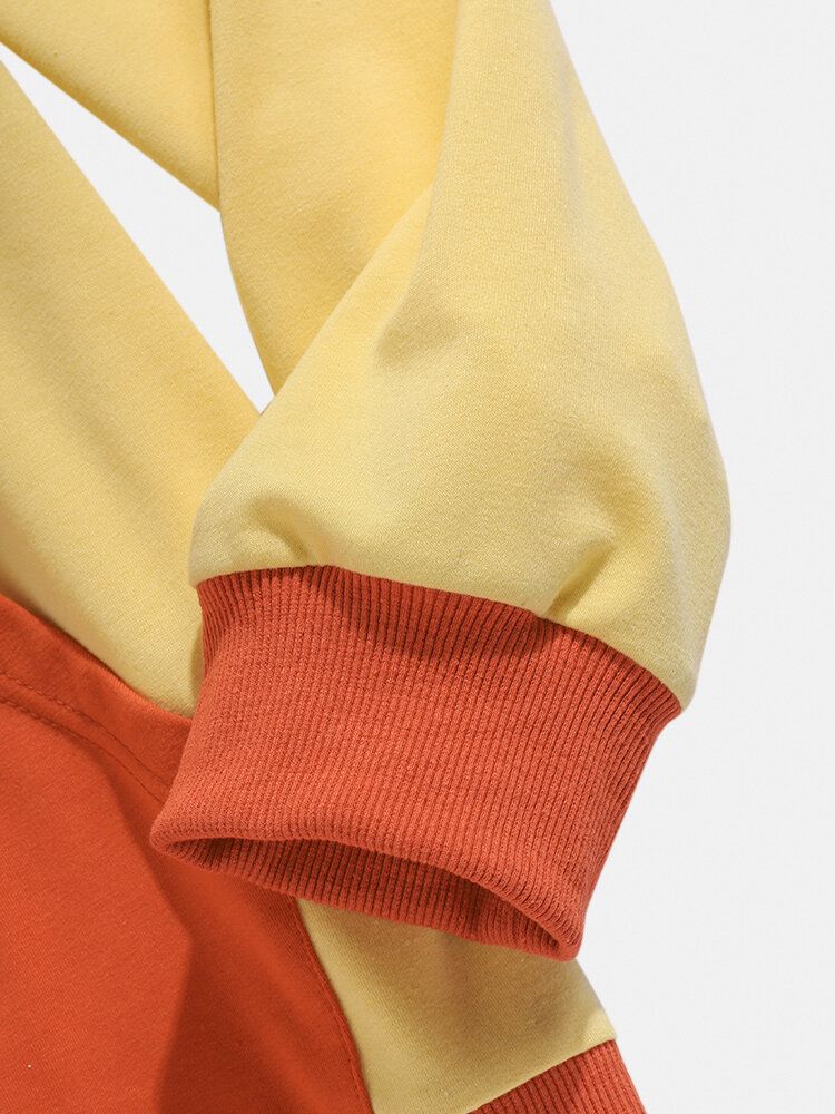 Sudaderas Con Capucha De Bolsillo Con Cordón De Retazos De Colores Para Hombre