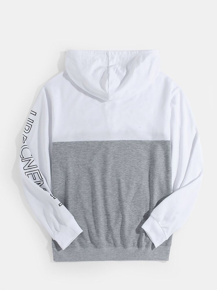 Sudaderas Con Capucha De Bolsillo De Manga Larga De Algodón Blanco Con Estampado De Letras Para Hombre