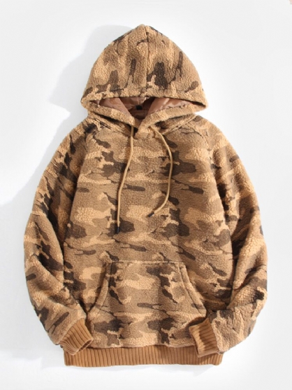 Sudaderas Con Capucha Cálidas Y Acogedoras De Camuflaje Para Hombre Con Bolsillo Canguro