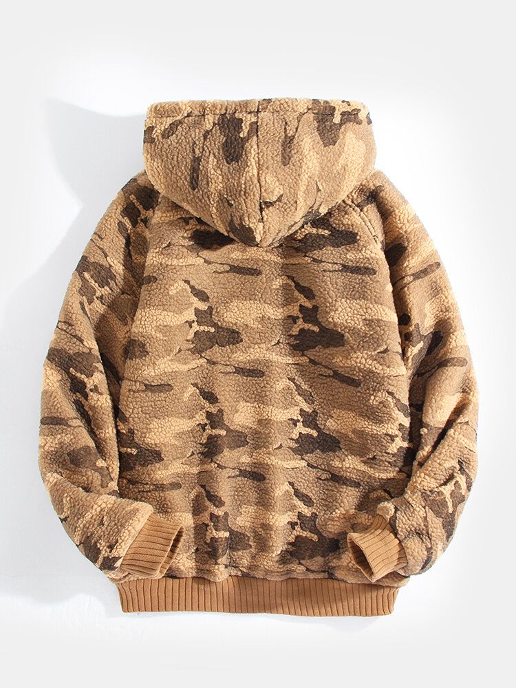 Sudaderas Con Capucha Cálidas Y Acogedoras De Camuflaje Para Hombre Con Bolsillo Canguro