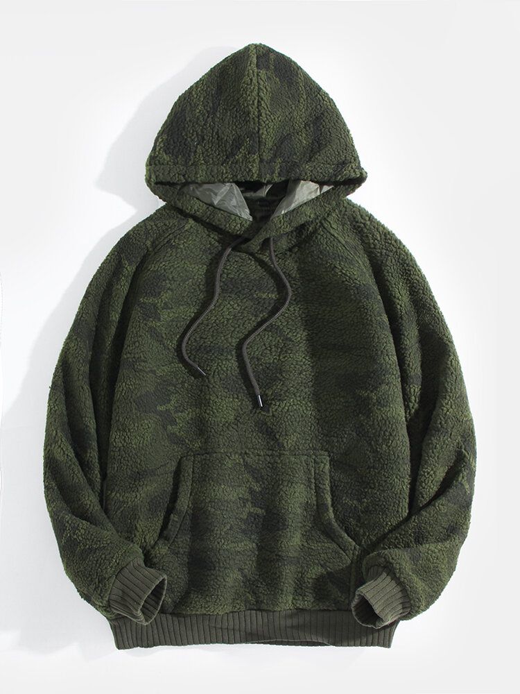 Sudaderas Con Capucha Cálidas Y Acogedoras De Camuflaje Para Hombre Con Bolsillo Canguro