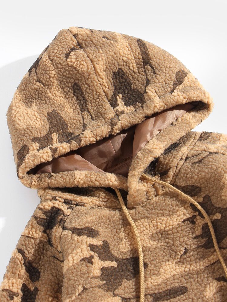 Sudaderas Con Capucha Cálidas Y Acogedoras De Camuflaje Para Hombre Con Bolsillo Canguro