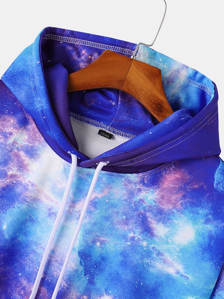 Sudaderas Con Capucha Casuales Con Cordón Y Estampado De Animales De Dibujos Animados Galaxy Para Hombre Con Bolsillo