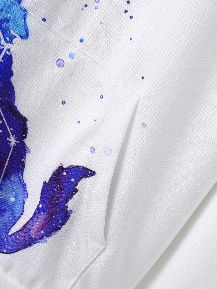 Sudaderas Con Capucha Casuales Con Cordón Y Estampado De Animales De Dibujos Animados Galaxy Para Hombre Con Bolsillo