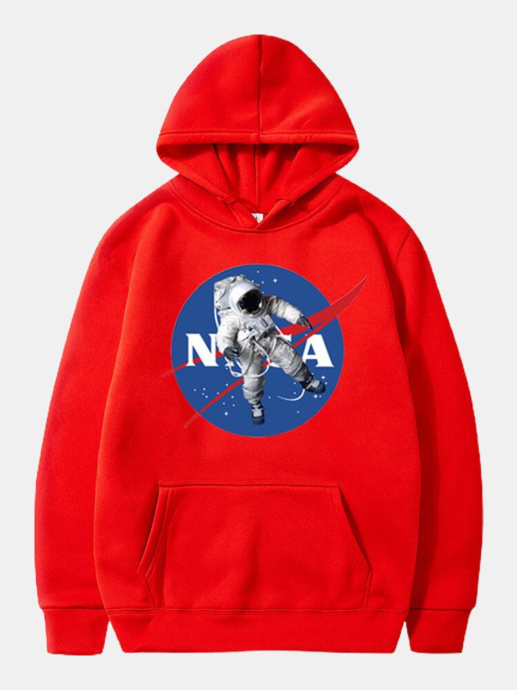 Sudaderas Con Capucha Casuales De Manga Larga Con Bolsillo De Canguro Con Estampado De Astronauta Para Hombre