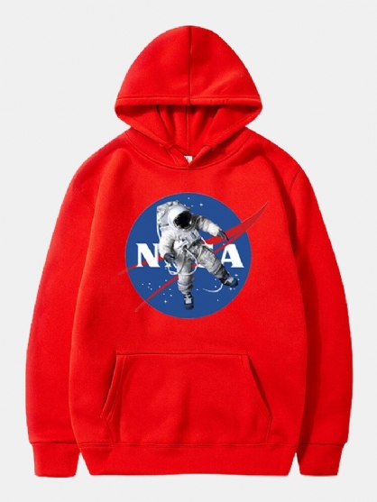 Sudaderas Con Capucha Casuales De Manga Larga Con Bolsillo De Canguro Con Estampado De Astronauta Para Hombre