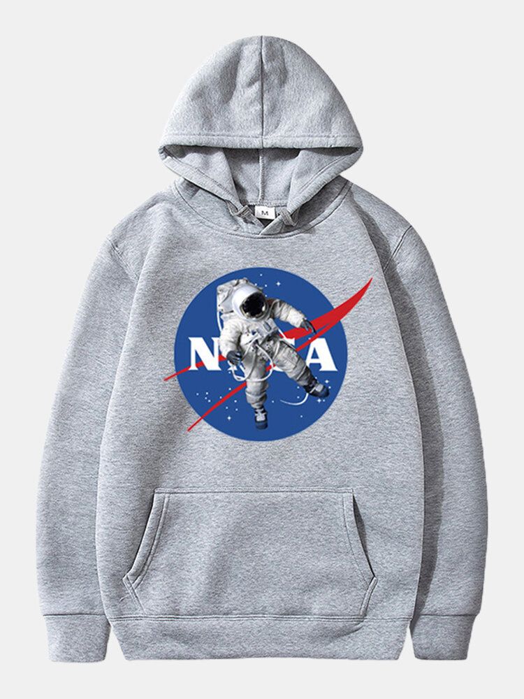 Sudaderas Con Capucha Casuales De Manga Larga Con Bolsillo De Canguro Con Estampado De Astronauta Para Hombre