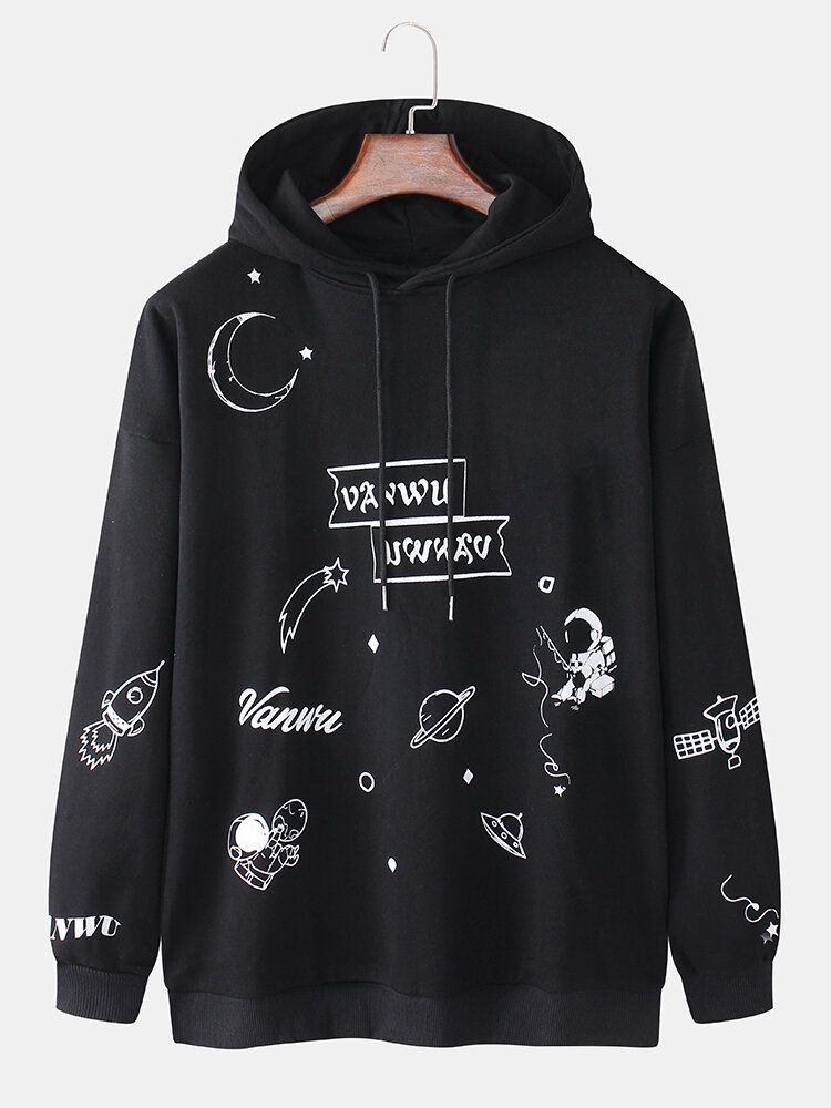 Sudaderas Con Capucha Casuales De Manga Larga Con Estampado De Dibujos Animados Lindo Para Hombre