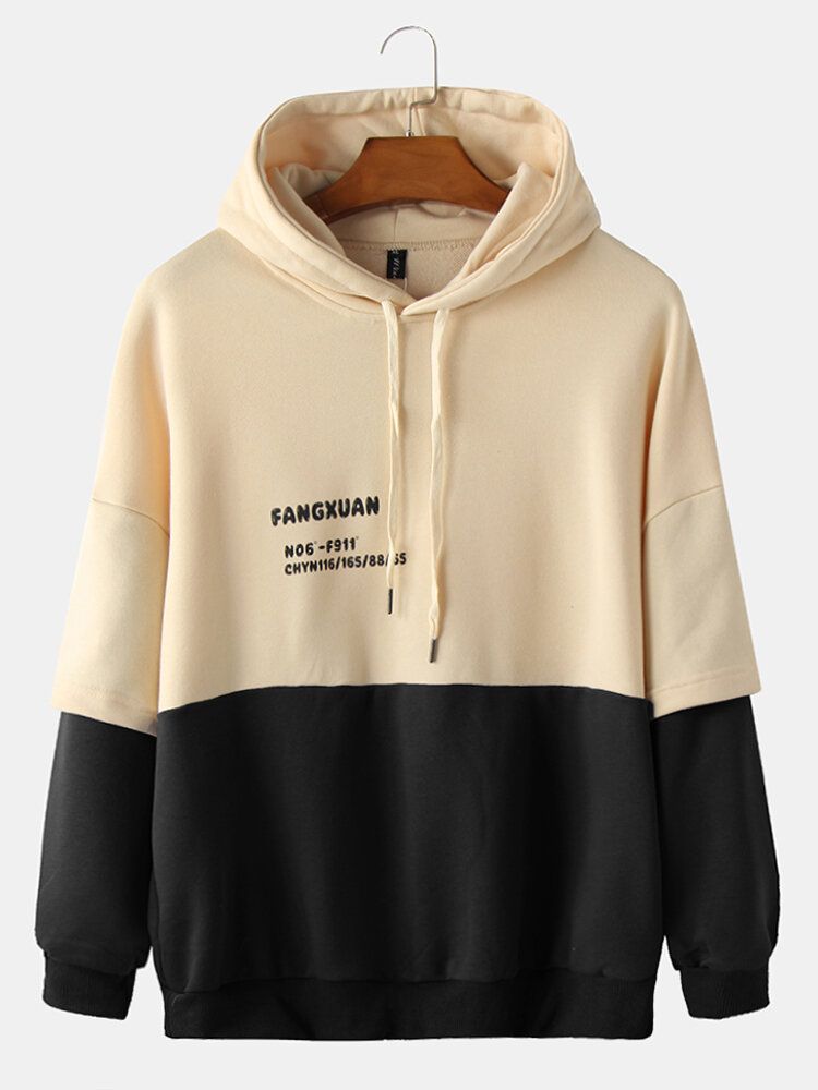 Sudaderas Con Capucha Casuales De Manga Larga Con Hombros Caídos Y Estampado De Letras Para Hombre