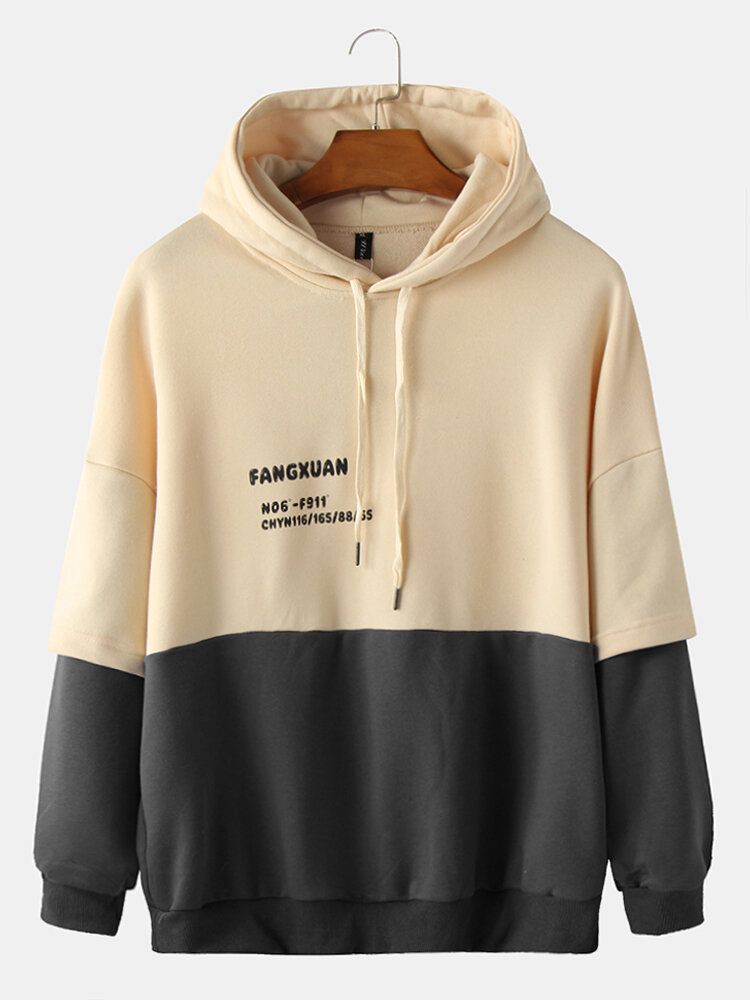 Sudaderas Con Capucha Casuales De Manga Larga Con Hombros Caídos Y Estampado De Letras Para Hombre