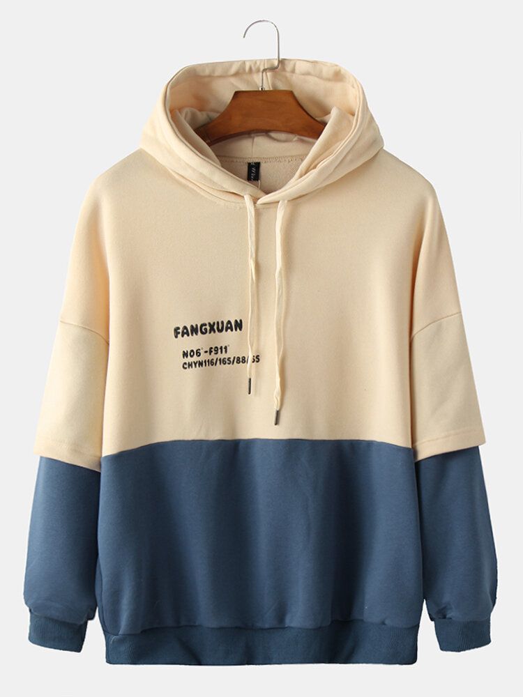 Sudaderas Con Capucha Casuales De Manga Larga Con Hombros Caídos Y Estampado De Letras Para Hombre