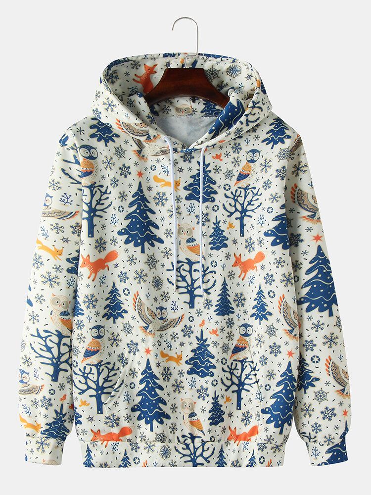 Sudaderas Con Capucha Con Cordón De Bolsillo De Canguro Con Estampado De Animales Y Plantas De Dibujos Animados Para Hombre