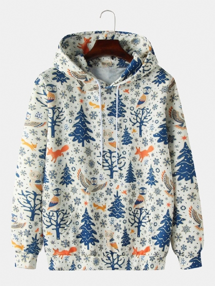 Sudaderas Con Capucha Con Cordón De Bolsillo De Canguro Con Estampado De Animales Y Plantas De Dibujos Animados Para Hombre