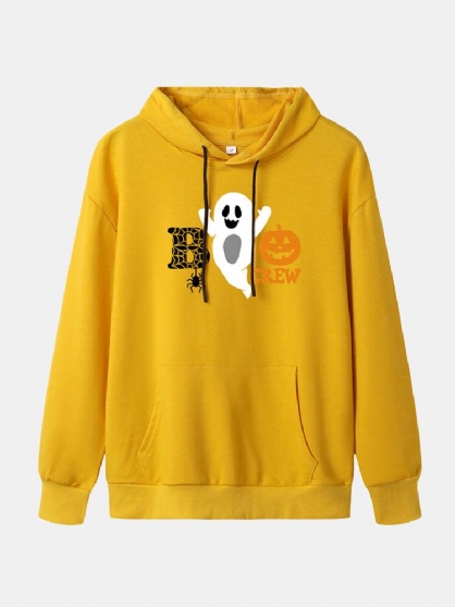 Sudaderas Con Capucha Con Cordón De Bolsillo De Canguro Con Estampado Divertido De Halloween Para Mujer