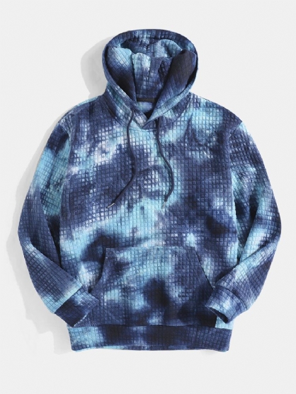 Sudaderas Con Capucha Con Cordón De Bolsillo De Canguro De Manga Larga Jacquard Tie-dye Para Hombres