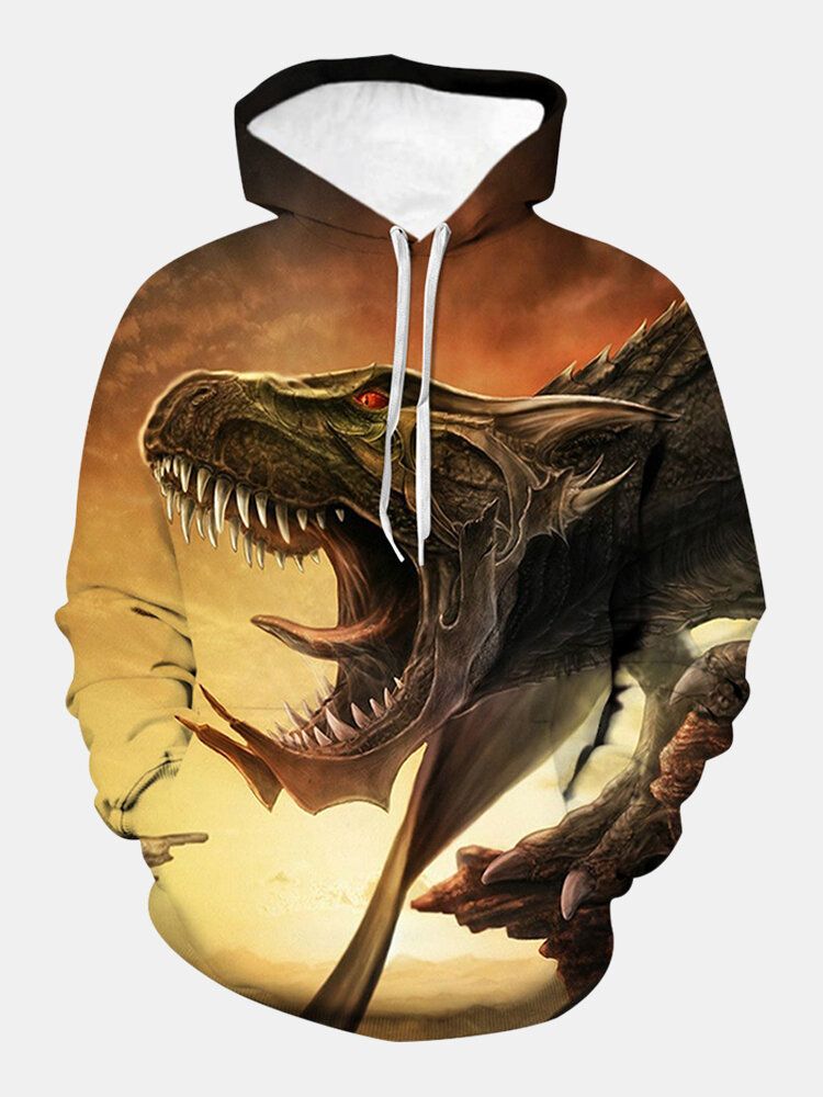 Sudaderas Con Capucha Con Cordón De Diseño De Manga Larga Con Estampado De Monstruo 3d Para Hombre