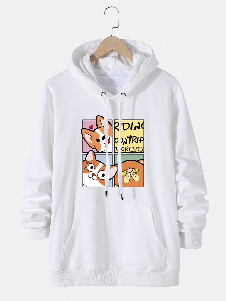 Sudaderas Con Capucha Con Cordón Informal De Bolsillo De Bolsa De Algodón Con Gráfico De Perro De Dibujos Animados Lindo Para Hombre