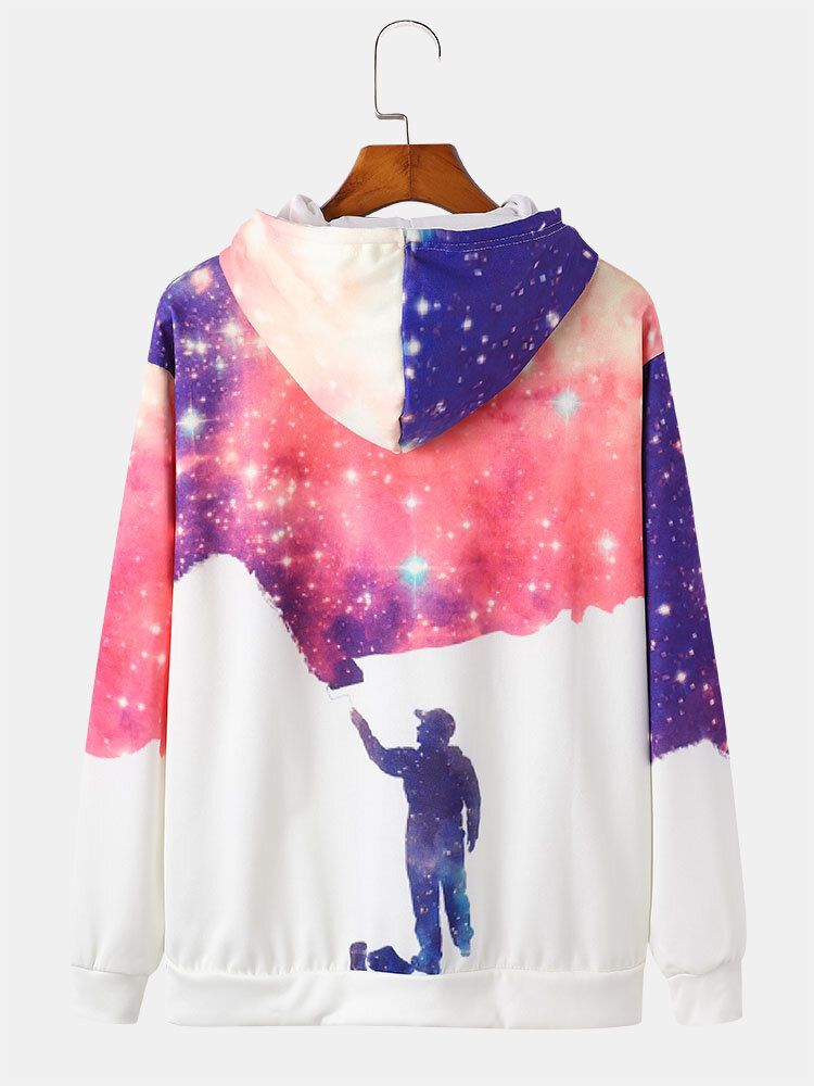 Sudaderas Con Capucha Con Cordón Informal Con Estampado De Figura De Cielo Estrellado Para Hombre