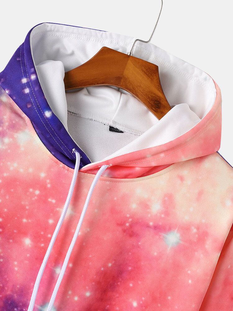 Sudaderas Con Capucha Con Cordón Informal Con Estampado De Figura De Cielo Estrellado Para Hombre