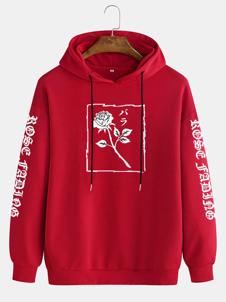 Sudaderas Con Capucha Con Cordón Informal Con Estampado De Manga De Personaje Gráfico Rosa Para Hombre