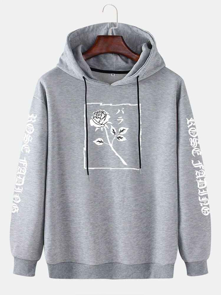 Sudaderas Con Capucha Con Cordón Informal Con Estampado De Manga De Personaje Gráfico Rosa Para Hombre