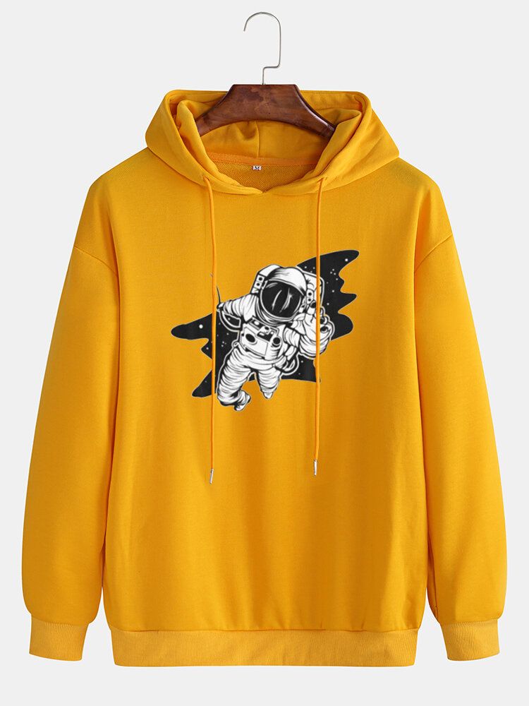 Sudaderas Con Capucha Con Cordón De Manga Larga Con Estampado De Astronauta De Dibujos Animados Para Hombre