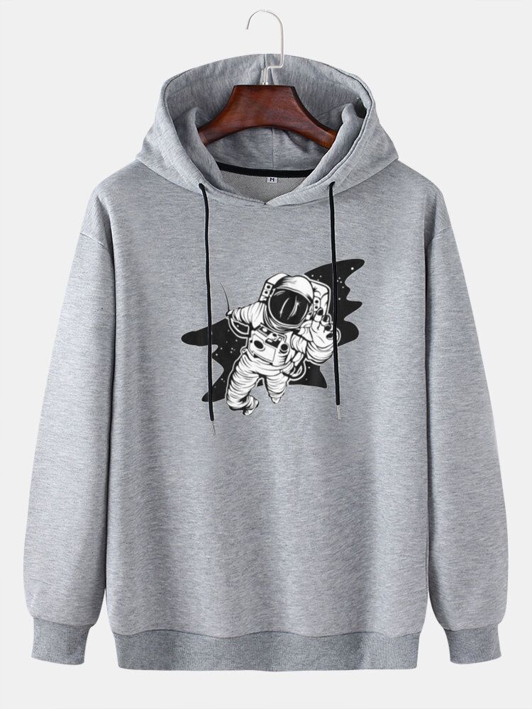 Sudaderas Con Capucha Con Cordón De Manga Larga Con Estampado De Astronauta De Dibujos Animados Para Hombre