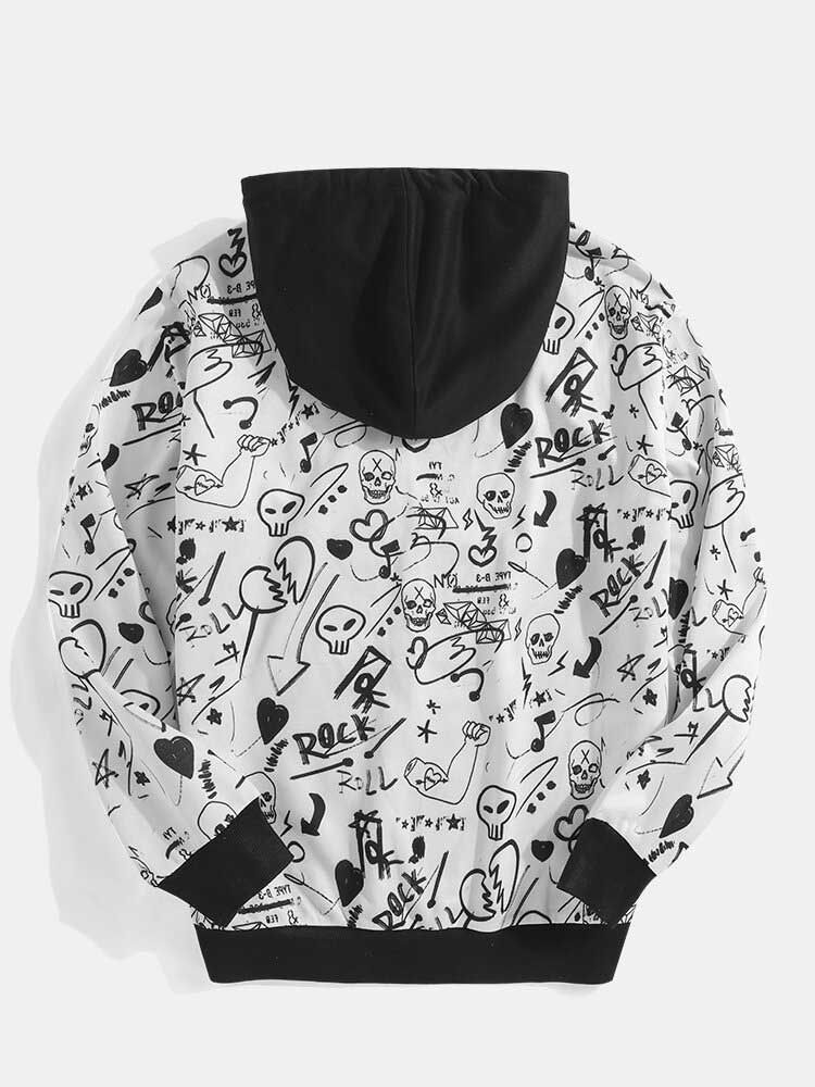 Sudaderas Con Capucha Con Cordón De Manga Larga Con Estampado De Graffiti Divertido Para Hombre