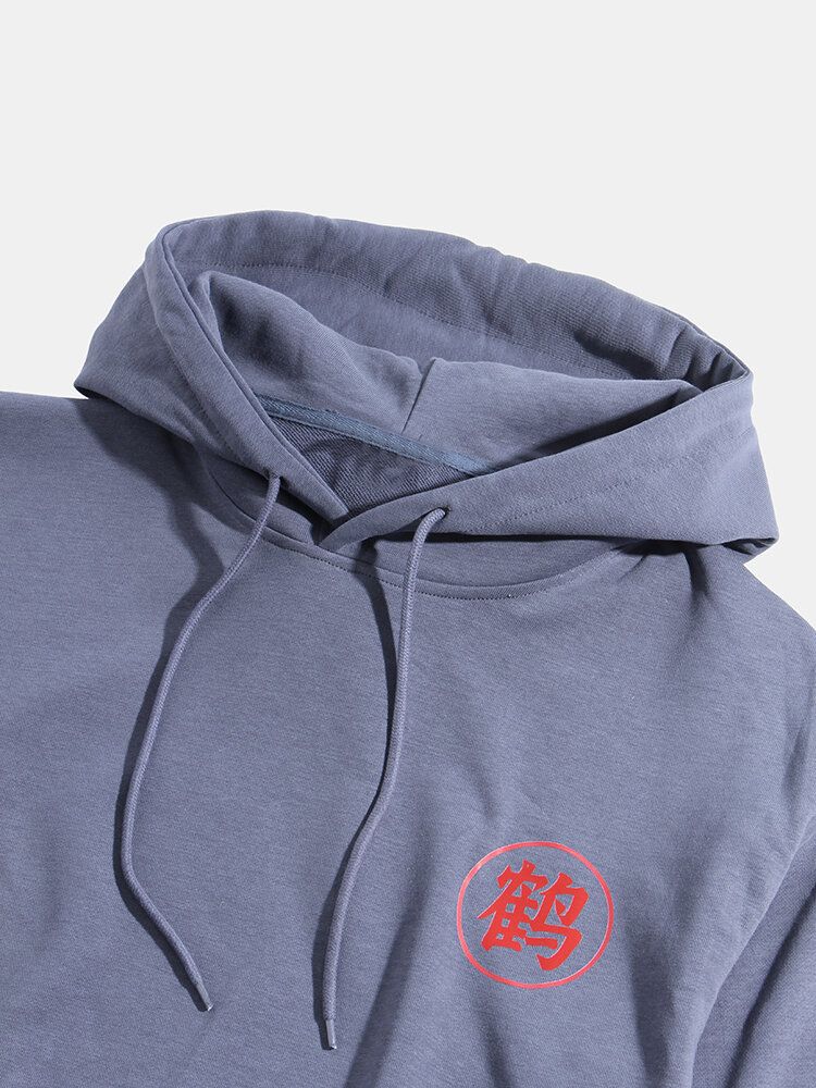 Sudaderas Con Capucha Con Cordón Y Bolsillo Con Estampado En La Espalda Con Estampado De Paisaje De Grúa 100% Algodón Para Hombre