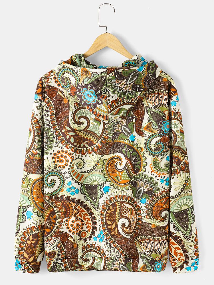 Sudaderas Con Capucha Con Cordón Y Bolsillo Con Estampado De Paisley Para Hombre