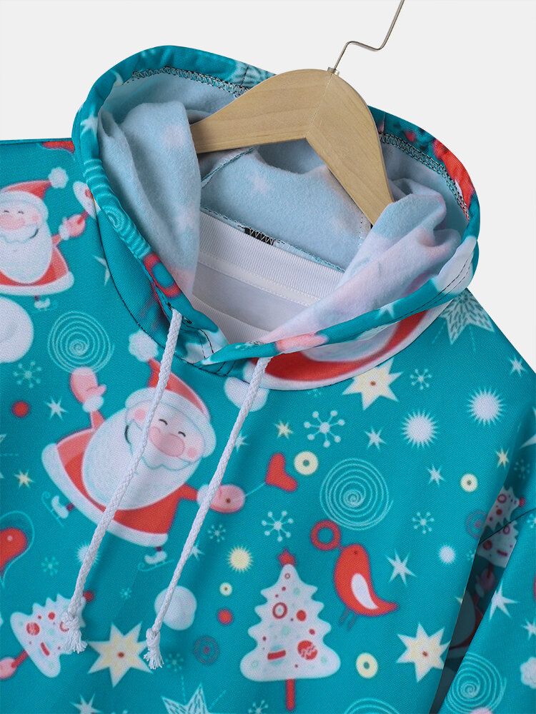 Sudaderas Con Capucha Con Cordón Y Bolsillo Con Estampado De Papá Noel De Navidad Para Hombre