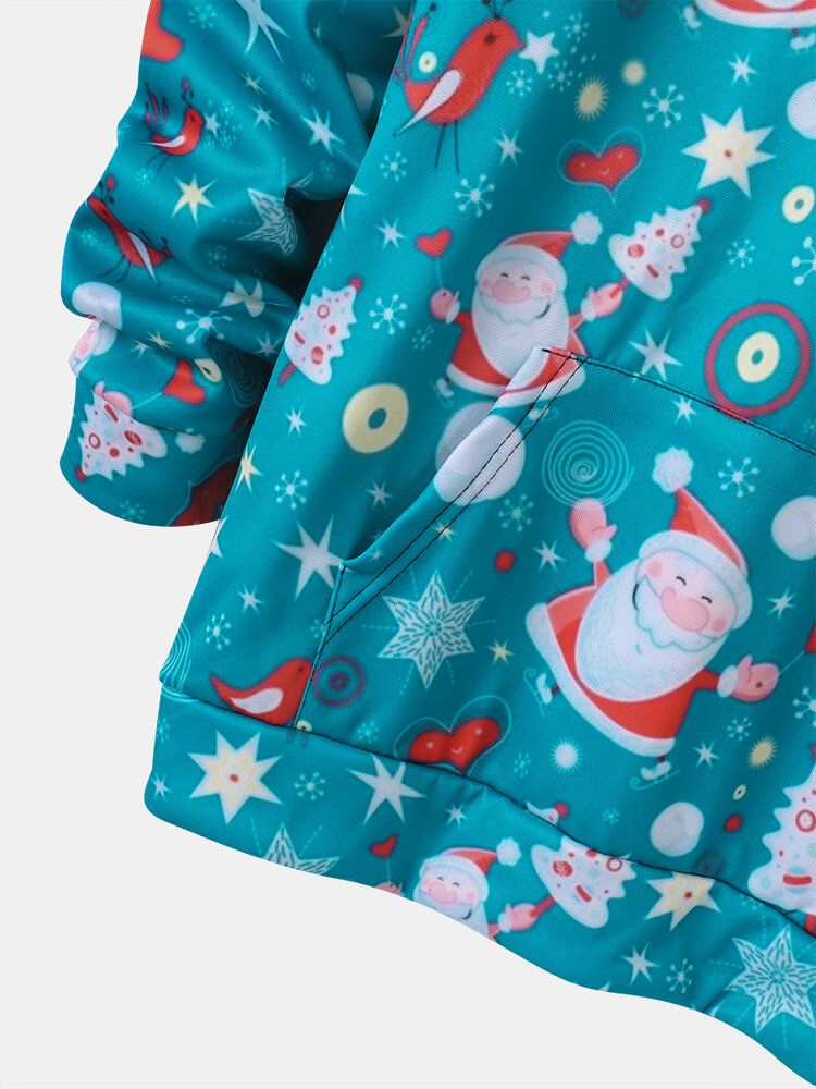 Sudaderas Con Capucha Con Cordón Y Bolsillo Con Estampado De Papá Noel De Navidad Para Hombre