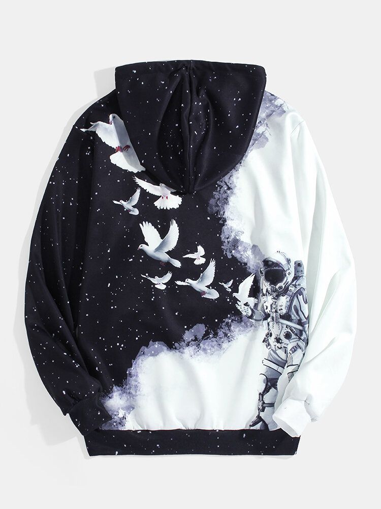 Sudaderas Con Capucha Con Cordón Y Diseño De Estampado De Cielo Estrellado 3d Para Hombre Con Bolsillo De Canguro