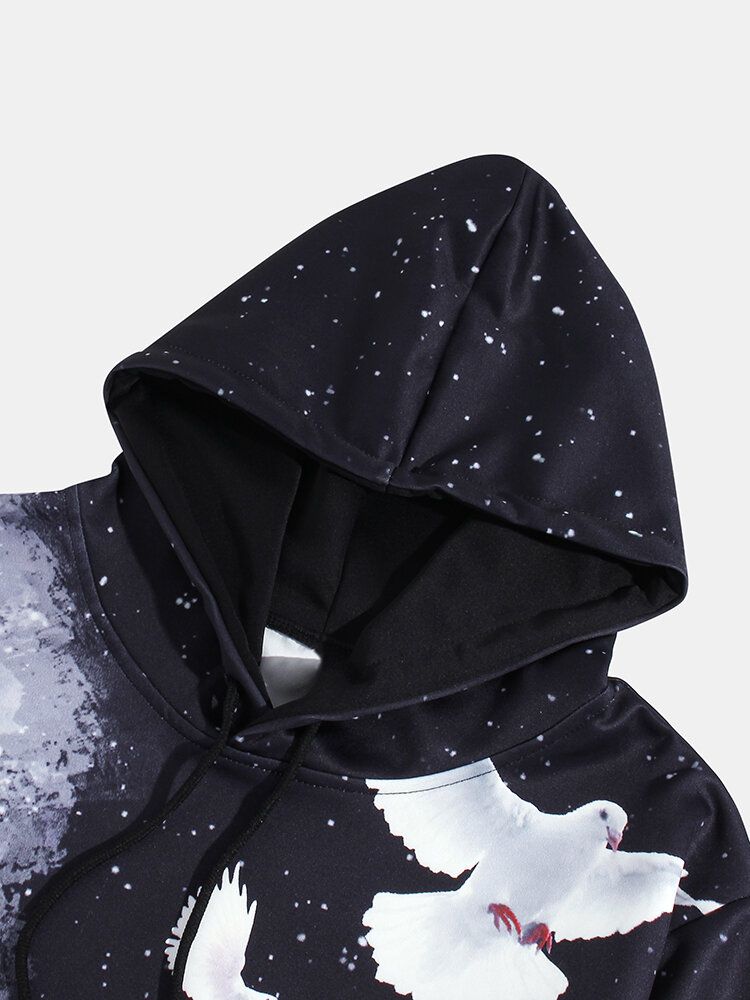 Sudaderas Con Capucha Con Cordón Y Diseño De Estampado De Cielo Estrellado 3d Para Hombre Con Bolsillo De Canguro