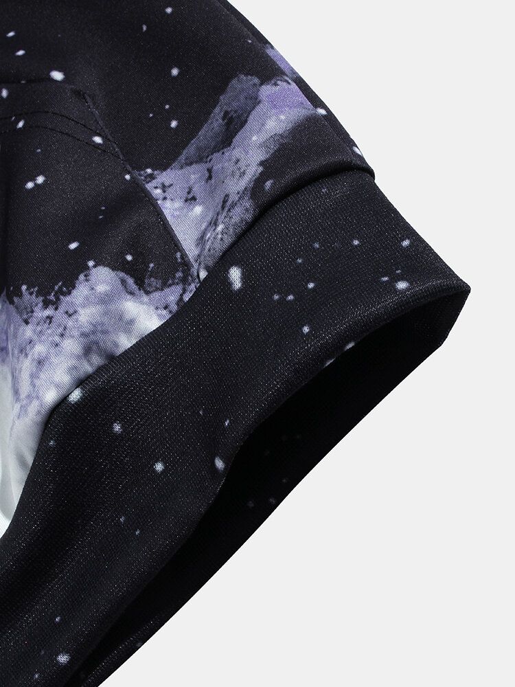 Sudaderas Con Capucha Con Cordón Y Diseño De Estampado De Cielo Estrellado 3d Para Hombre Con Bolsillo De Canguro